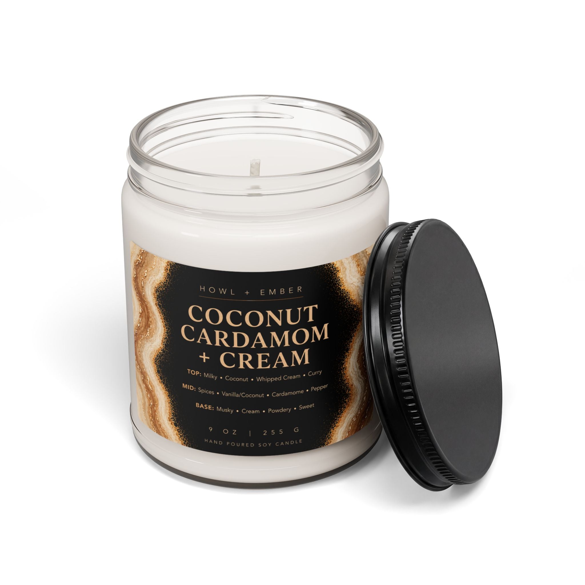Coconut Cardamom + cream, 9oz Soy Candle