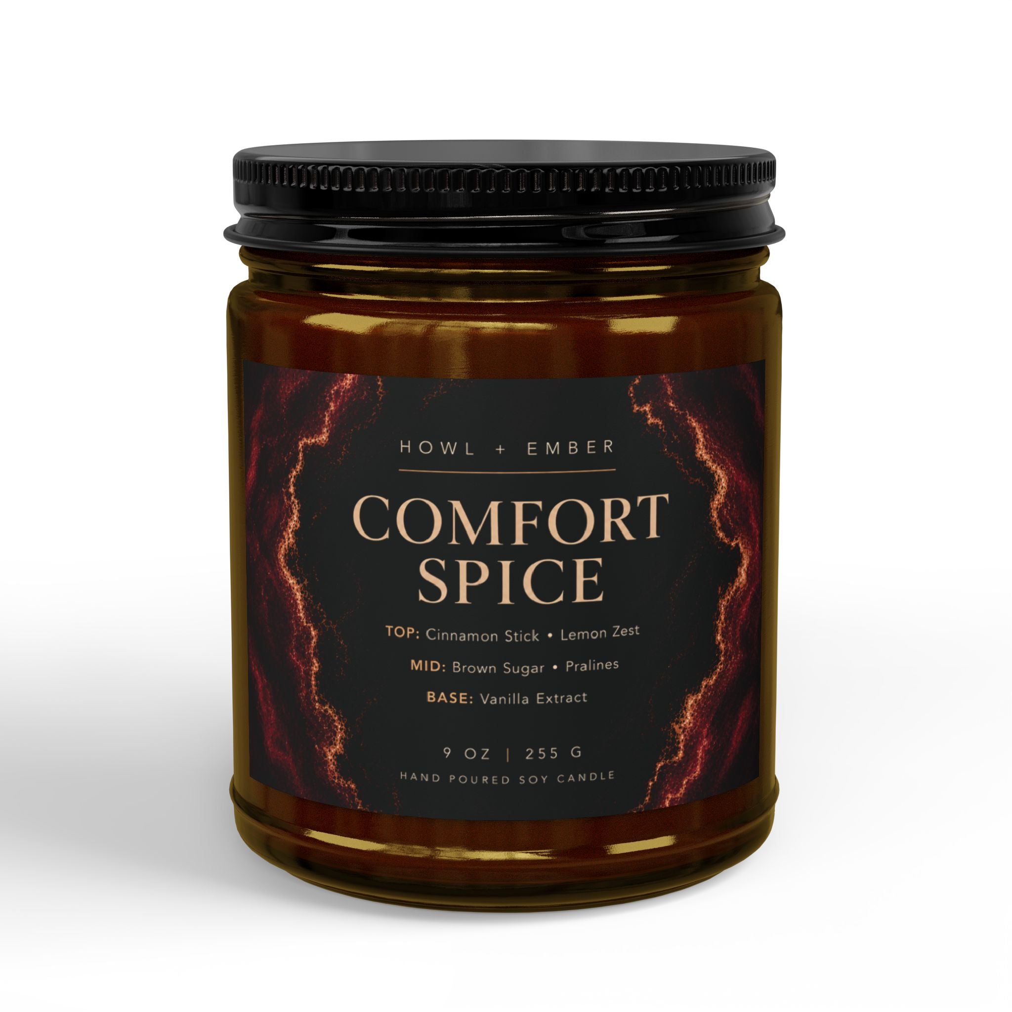 Comfort Spice, 9oz Soy candle + Black Lid