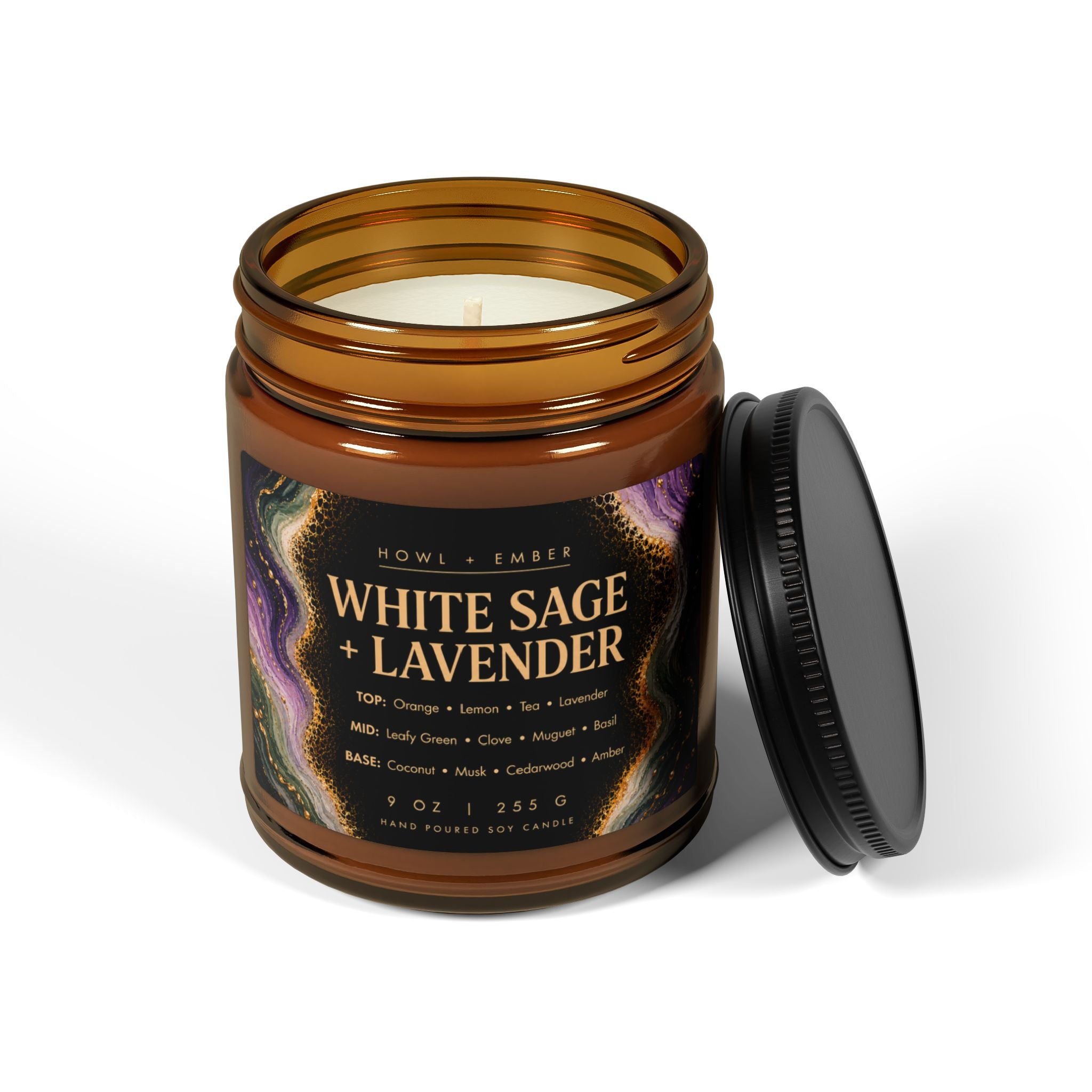 White Sage + Lavender, 9oz Soy Candle