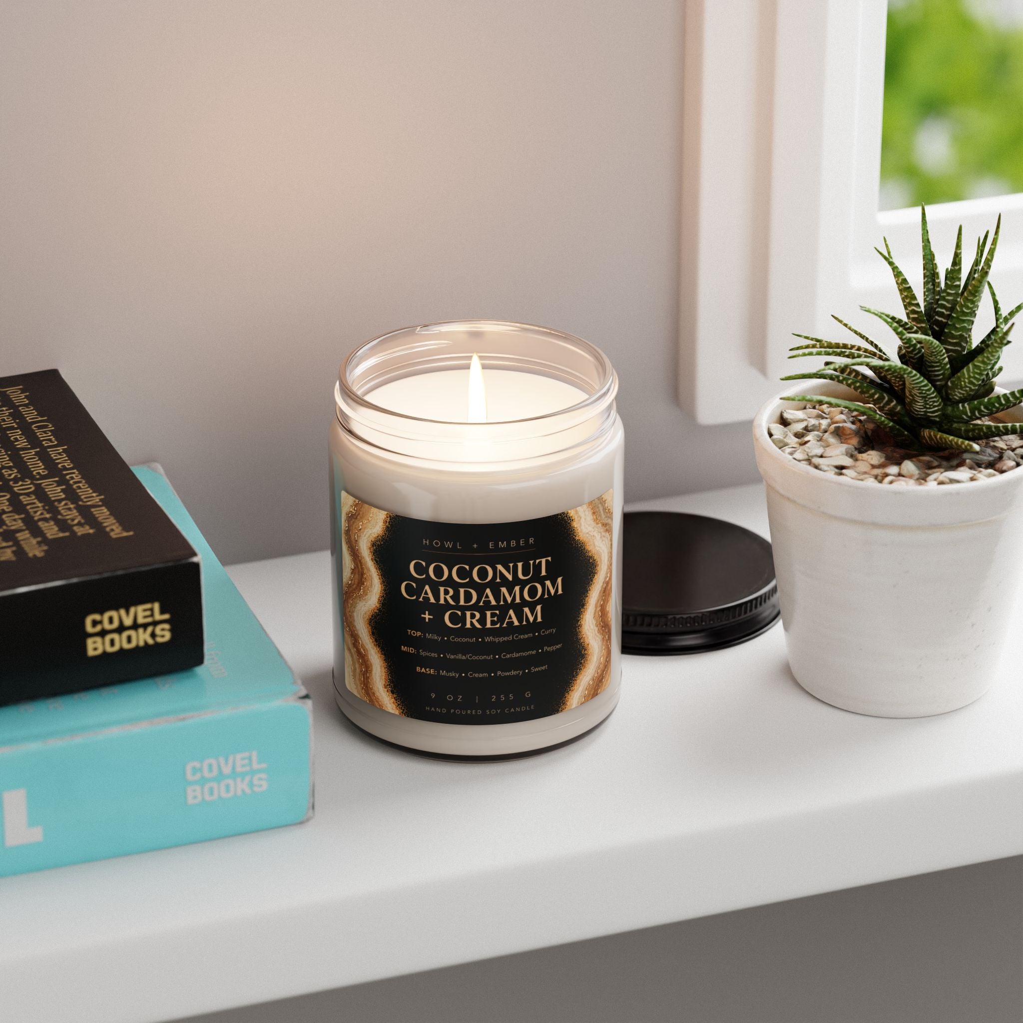 Coconut Cardamom + cream, 9oz Soy Candle