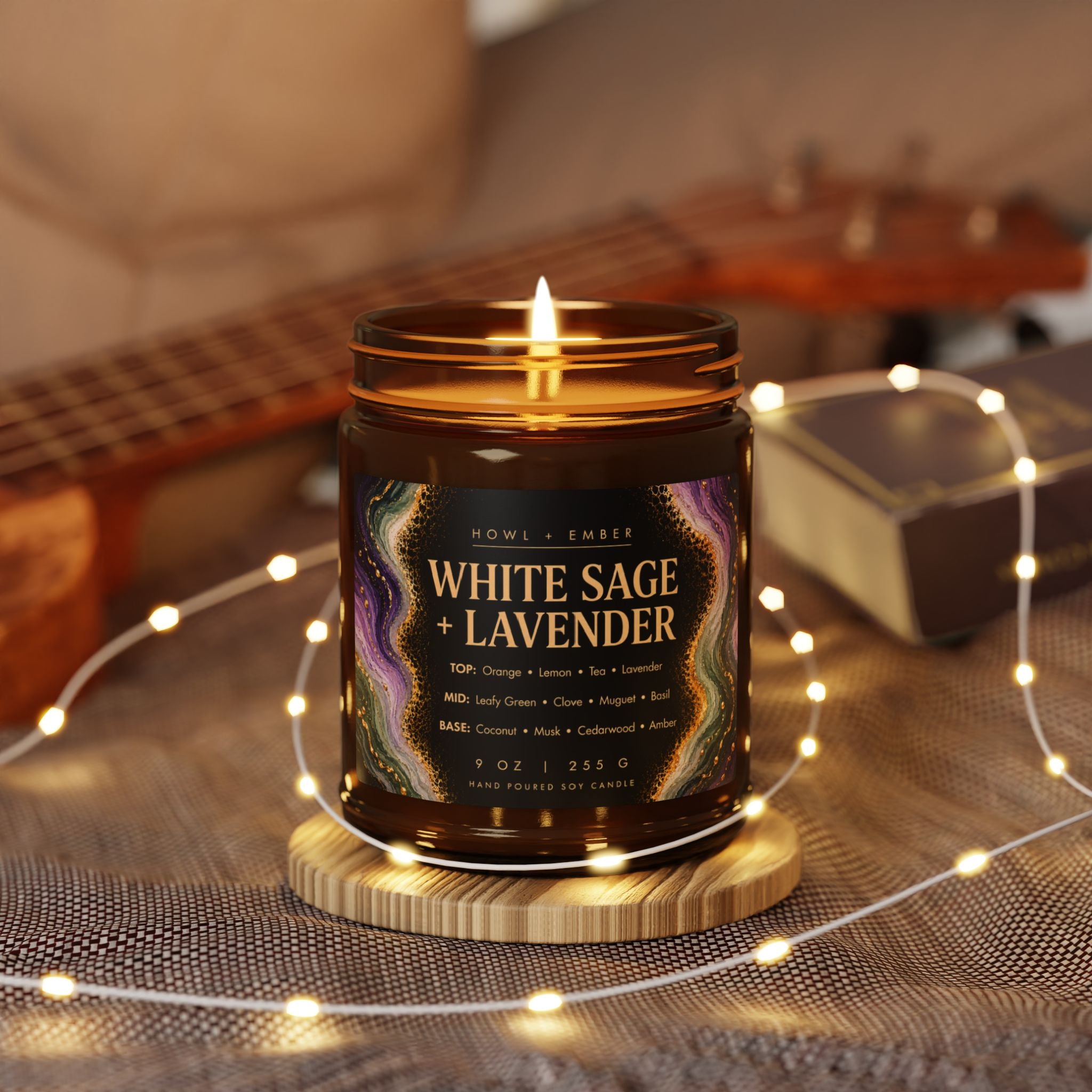 White Sage + Lavender, 9oz Soy Candle