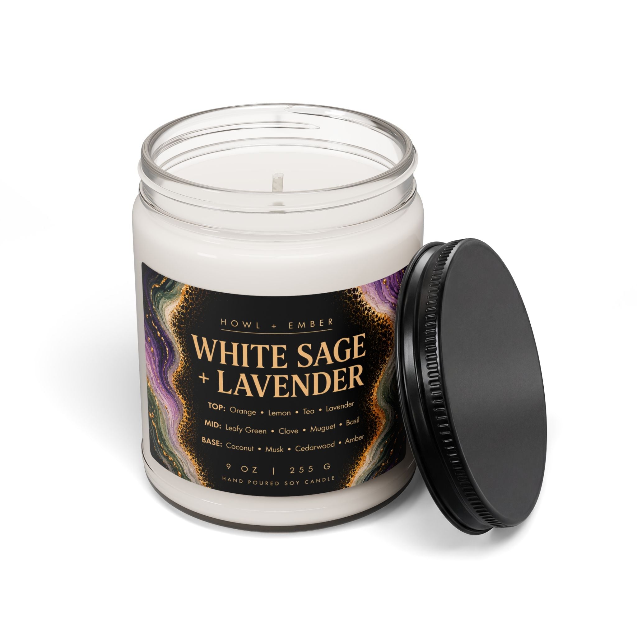 White Sage + Lavender, 9oz Soy Candle