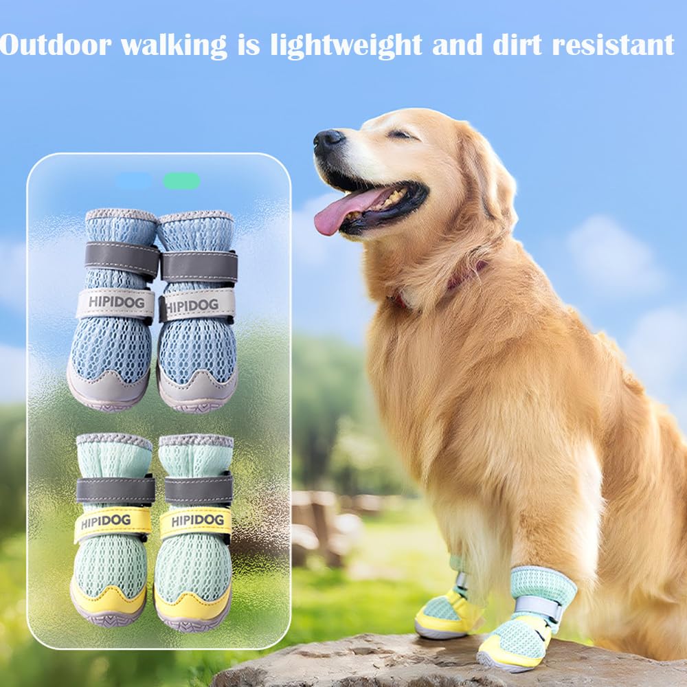 Dog Boots with Reflective Anti-Slip Soles | 4-Pack Paw Protectors for All Seasons