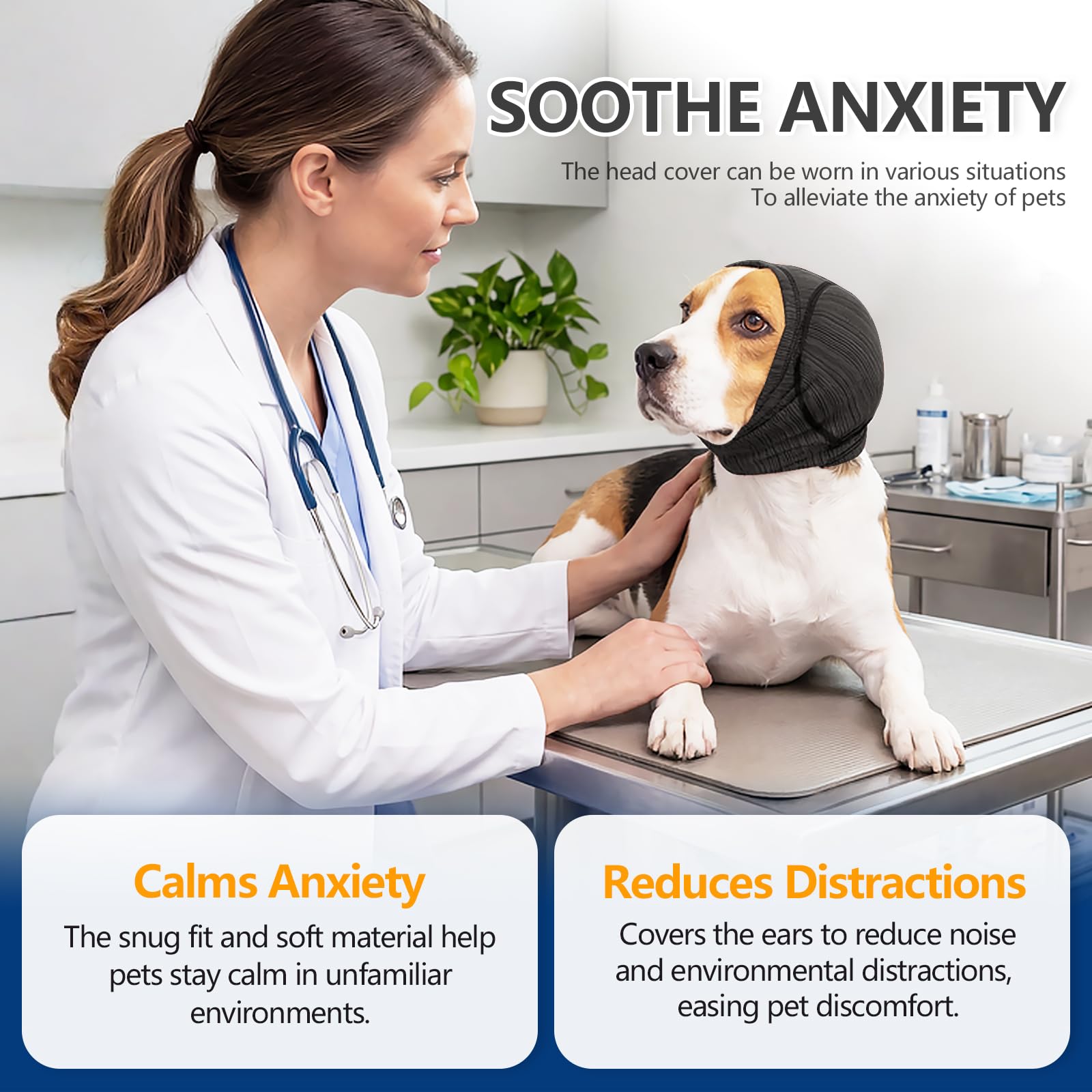 Dog Ear Cover & Calming Hood | Noise Protection for Thunder, Fireworks & Grooming