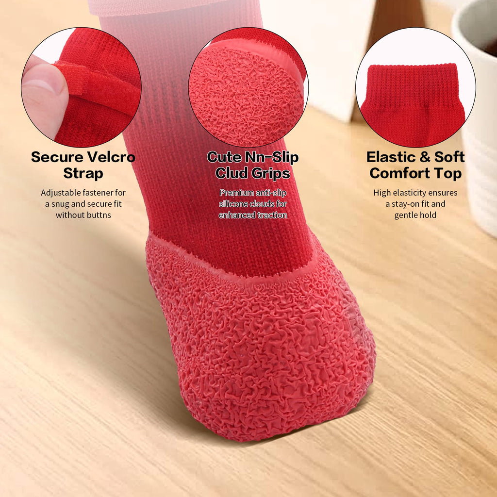 Anti-Slip Dog Socks | Paw Protectors for Hardwood Floors | 4-Pack