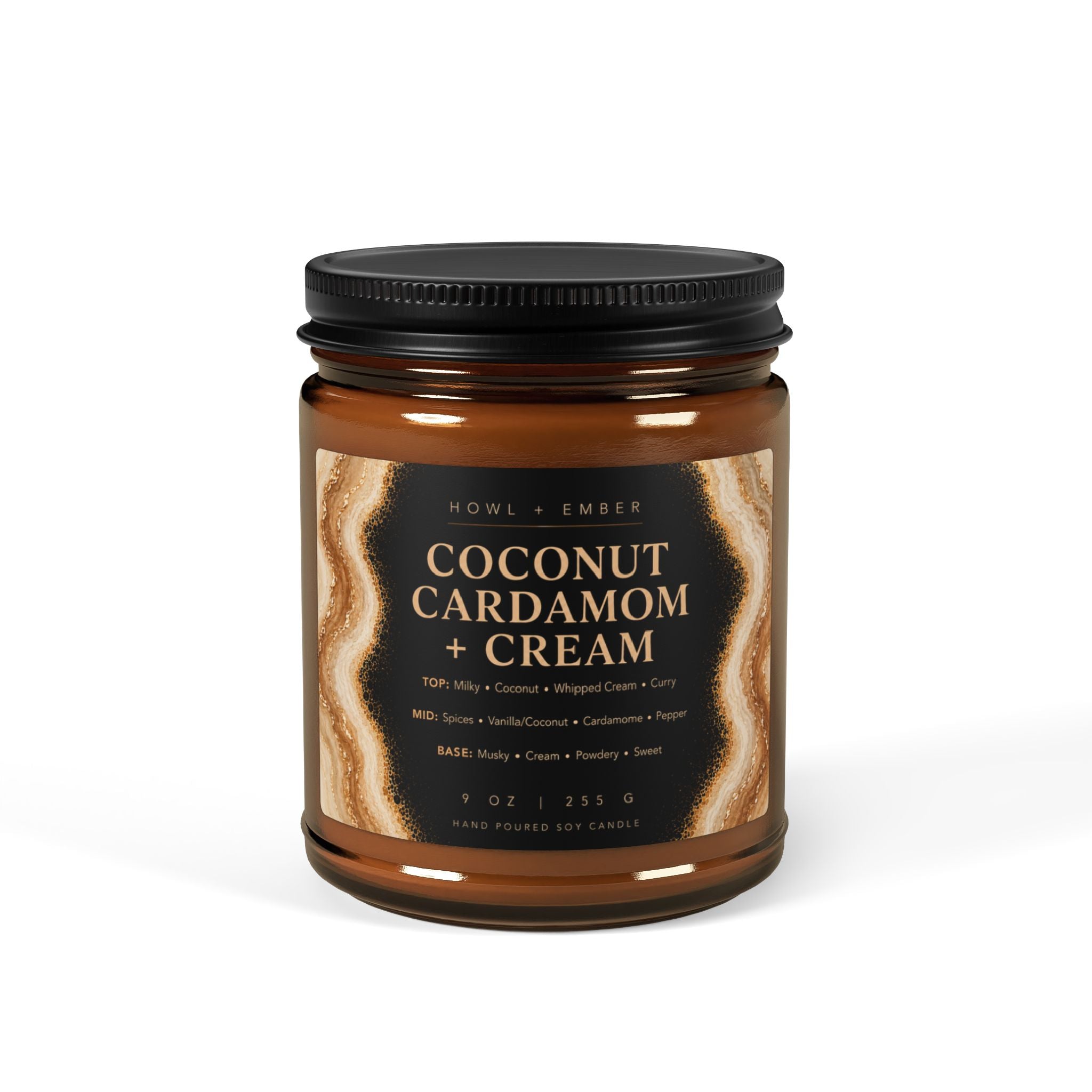 Coconut Cardamom + Cream, 9oz Soy Candle