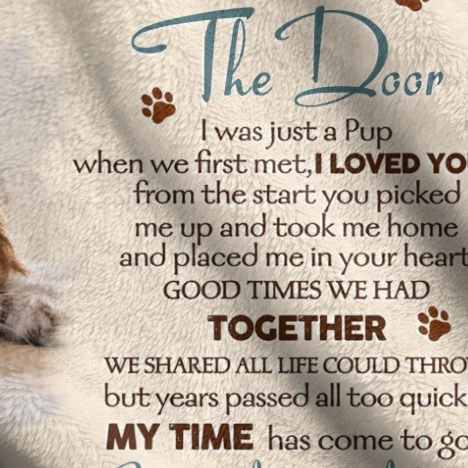 Personalized Memorial Quilt/Fleece Throw Blanket - Memorial Gift Idea For Dog Lover - Waiting At The Door