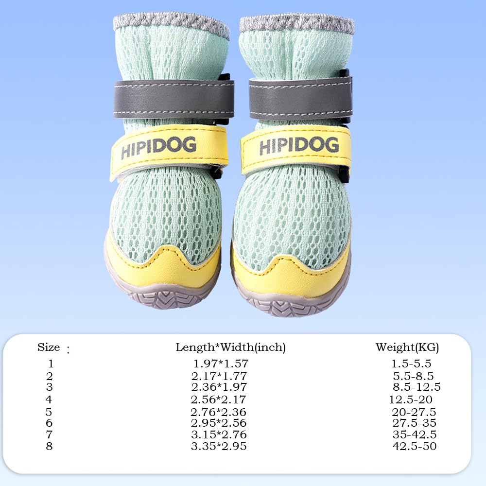 Dog Boots with Reflective Anti-Slip Soles | 4-Pack Paw Protectors for All Seasons