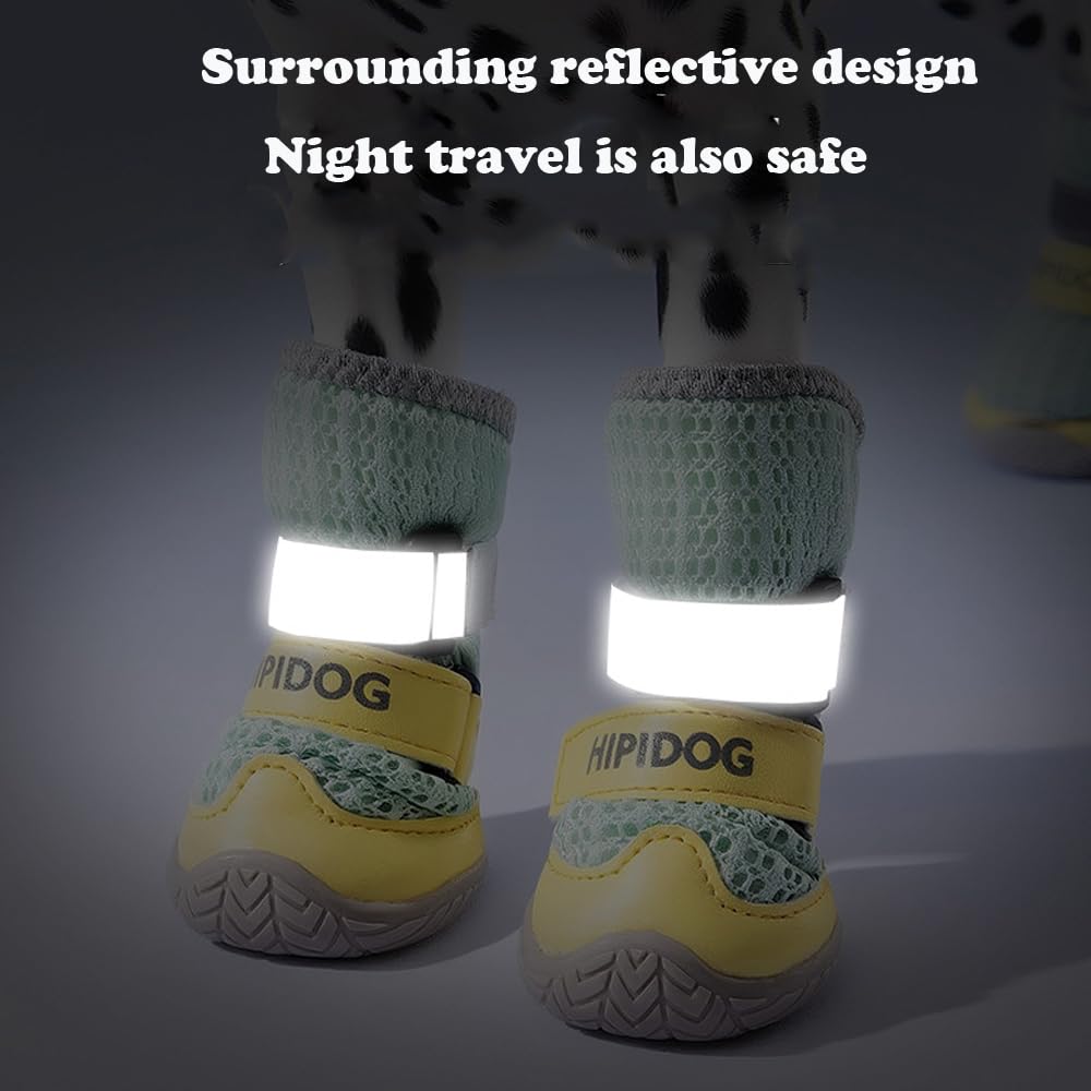 Dog Boots with Reflective Anti-Slip Soles | 4-Pack Paw Protectors for All Seasons