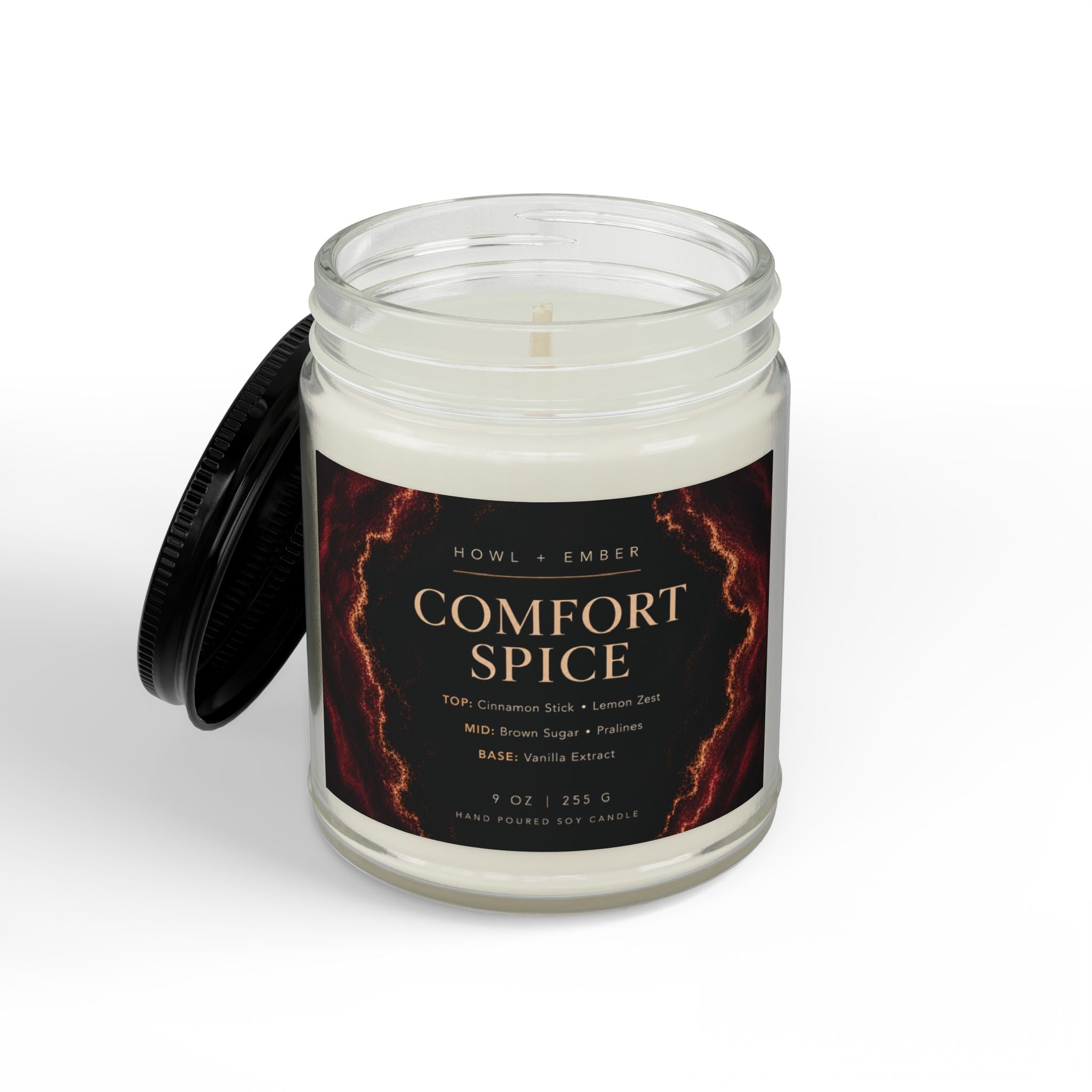Comfort Spice, 9oz Soy candle + Black Lid