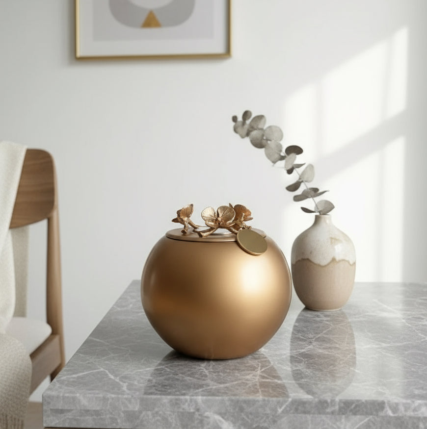 Orchid Urn for Dog & Pet Ashes - Handmade [GOLD]