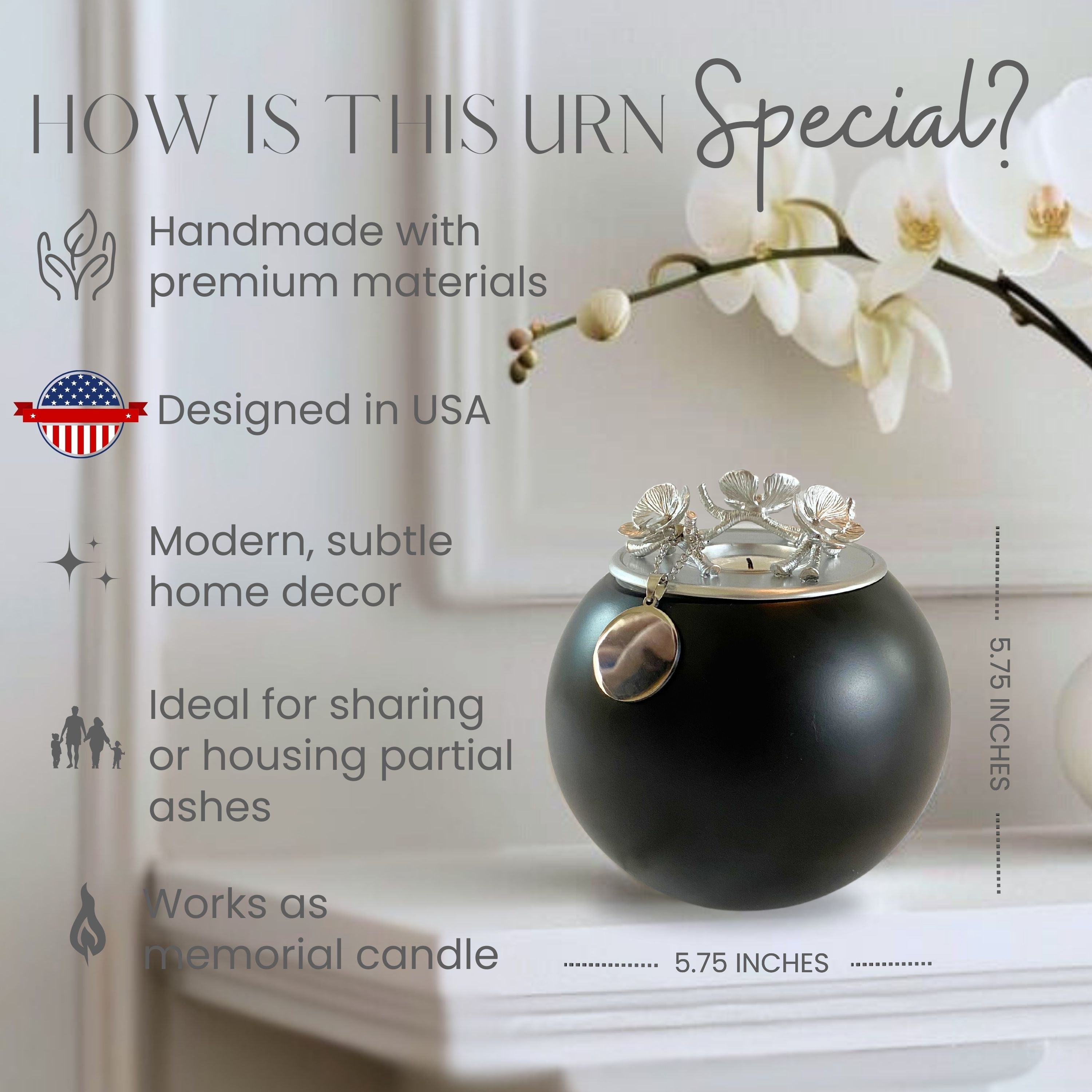 Orchid Urn for Loved ones [Keepsake Size] Handmade