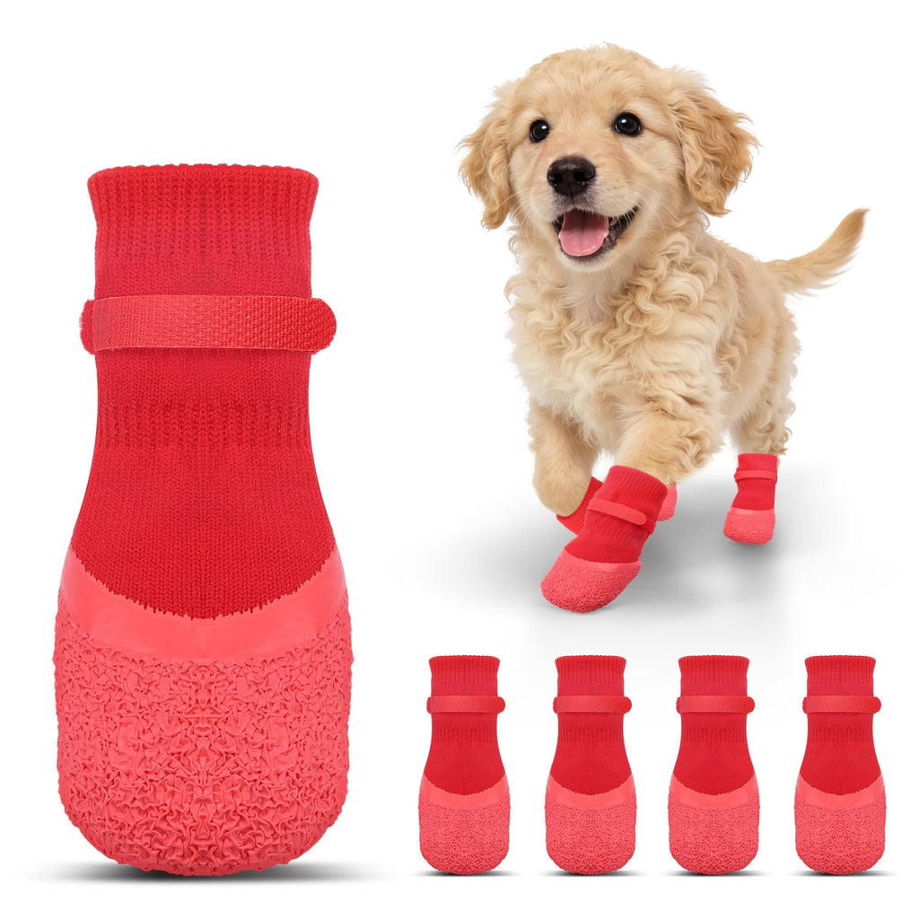 Anti-Slip Dog Socks | Paw Protectors for Hardwood Floors | 4-Pack