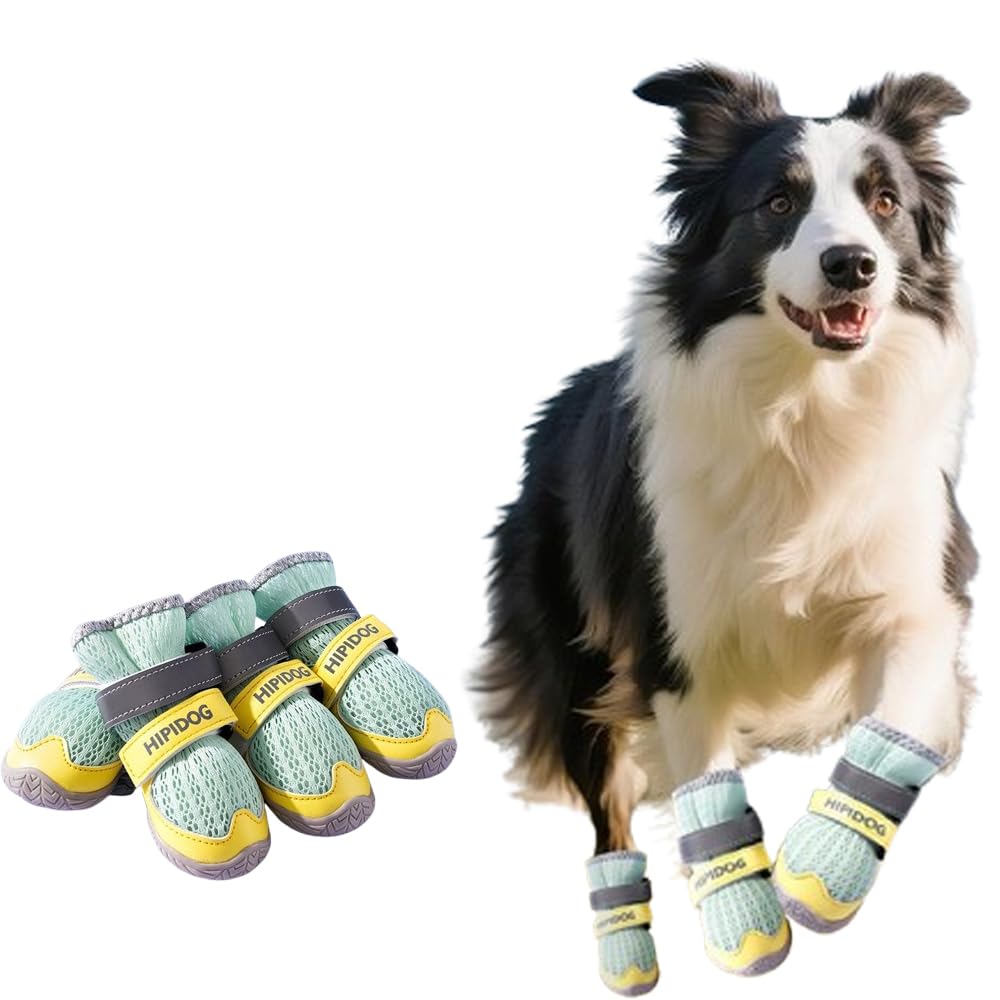Dog Boots with Reflective Anti-Slip Soles | 4-Pack Paw Protectors for All Seasons