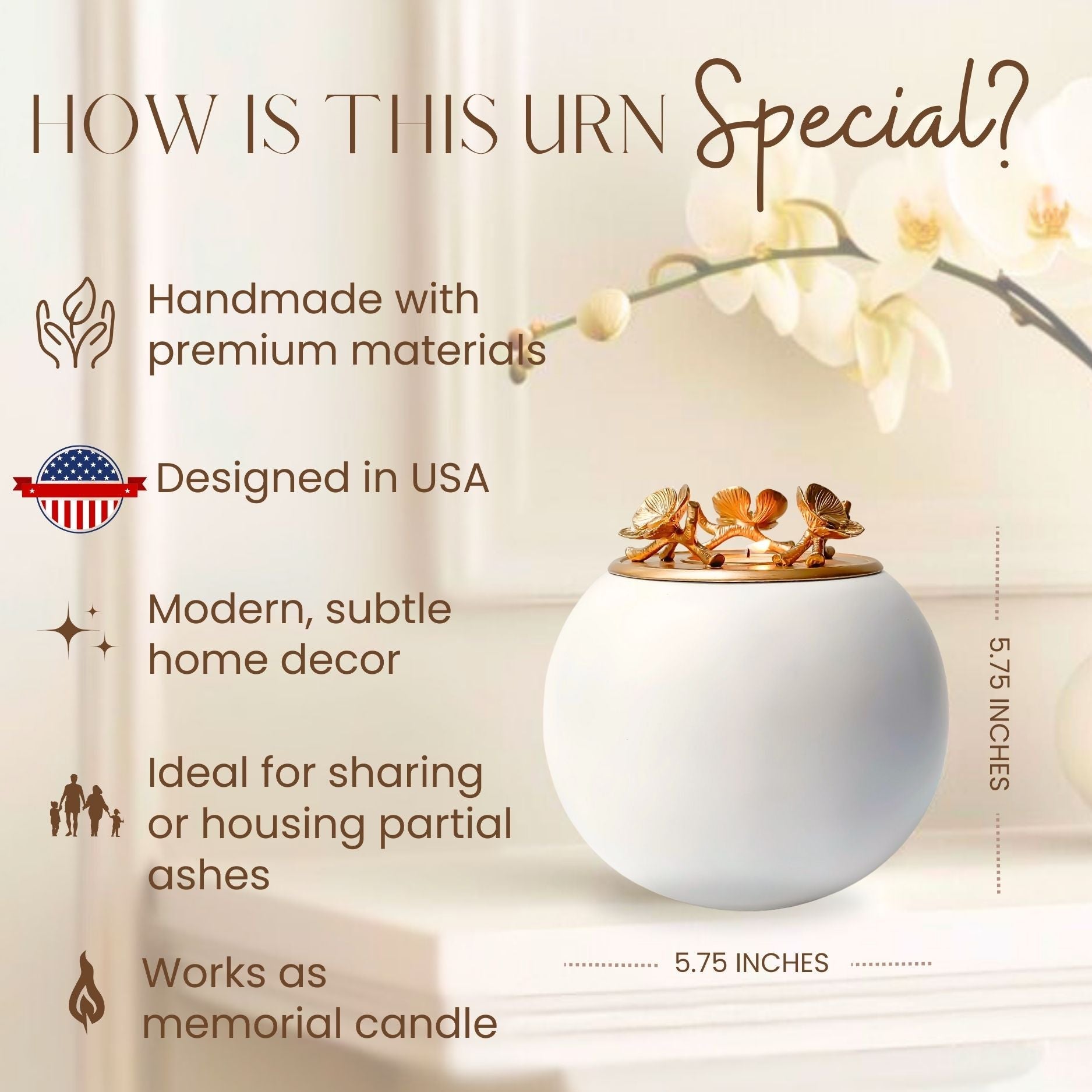 Orchid Urn for Loved ones [Keepsake Size] Handmade