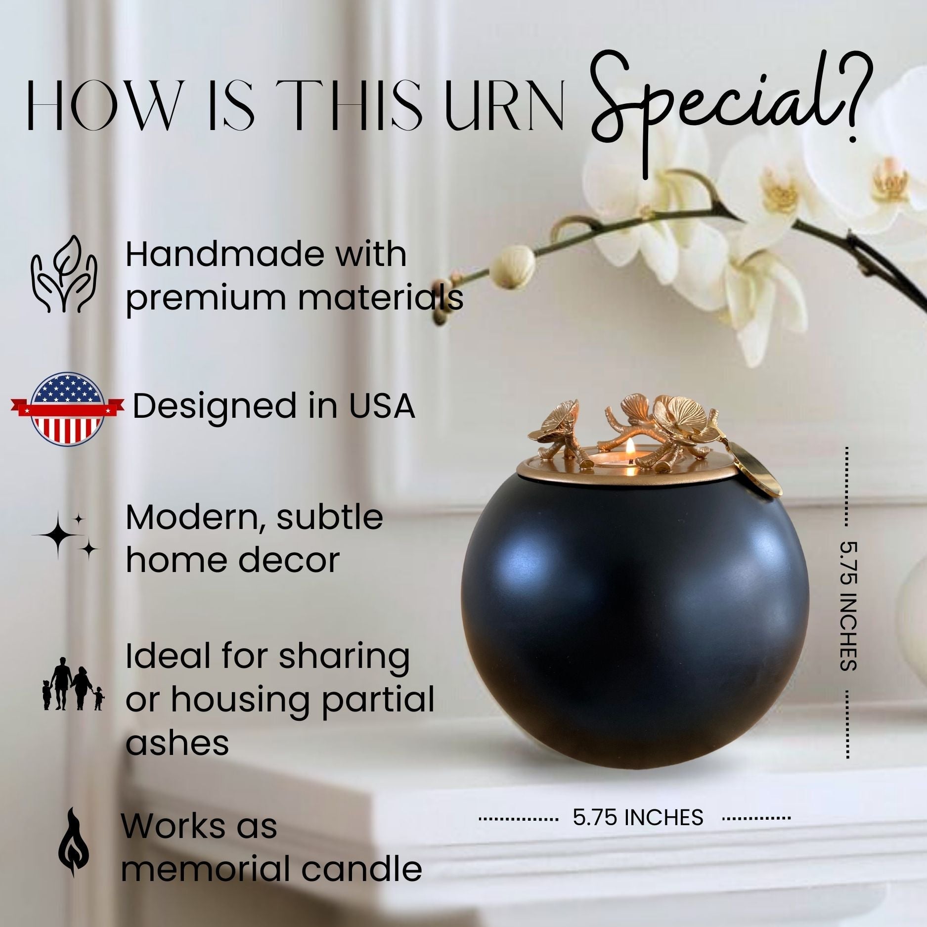 Orchid Urn for Loved ones [Keepsake Size] Handmade